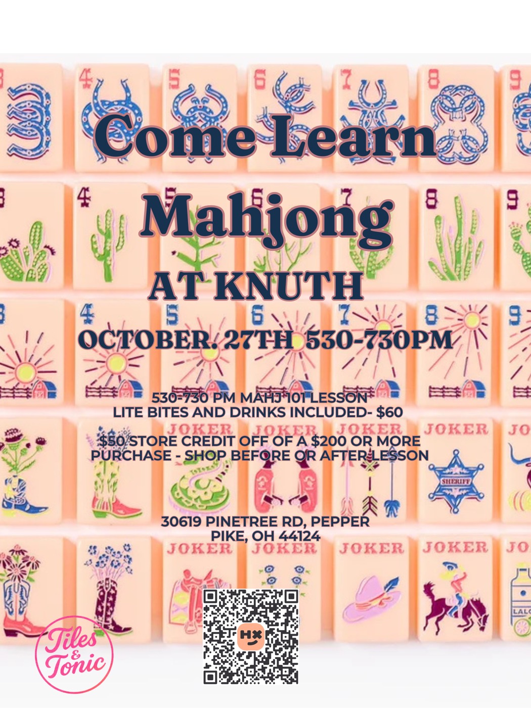 Mahjong 101 Lesson at Knuth — Pepper Pike